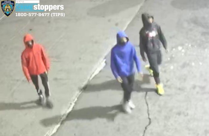 Police are searching for these three suspects in a Aug. 25 robbery at a Bronx tire shop