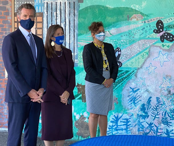 Gov. Gavin Newsom at Carl B. Munck Elementary School in Oakland, California.