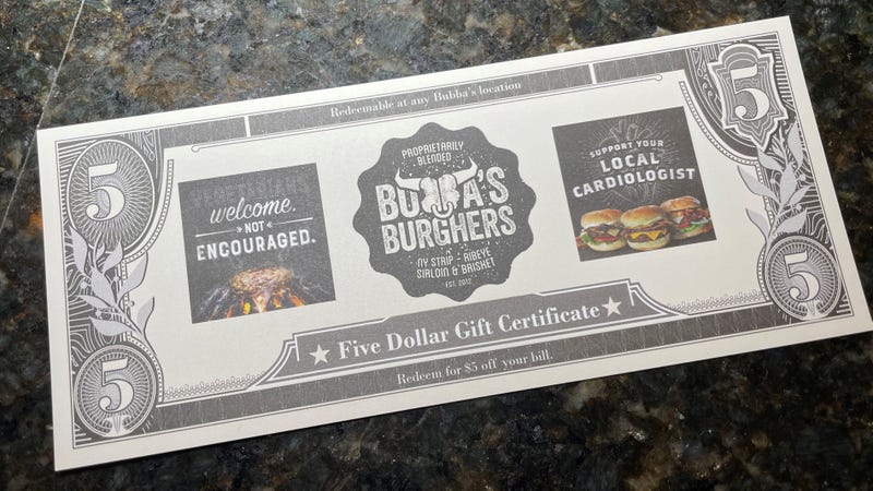 Bubba's Burgher's Gift Certificate