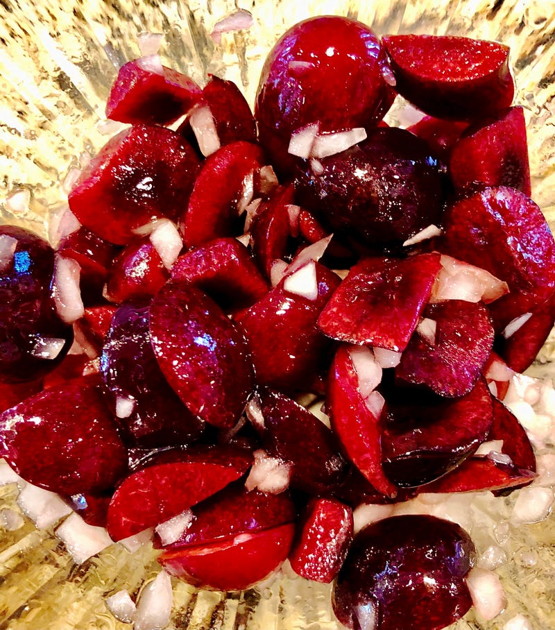 Peach Caprese Salad with Fresh Cherries