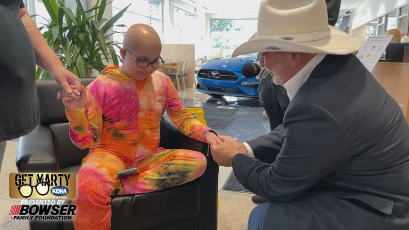 Jaycee Amick, 12, meets Richard Bazzy at Shults Ford for a big surprise.