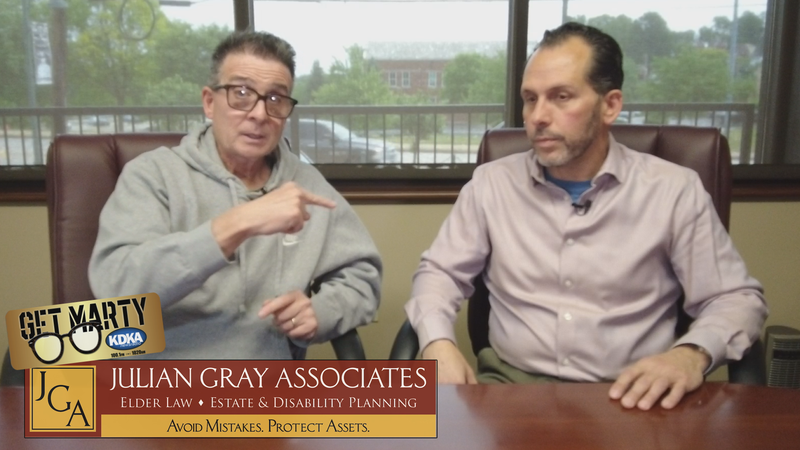 Marty pointing at Julian