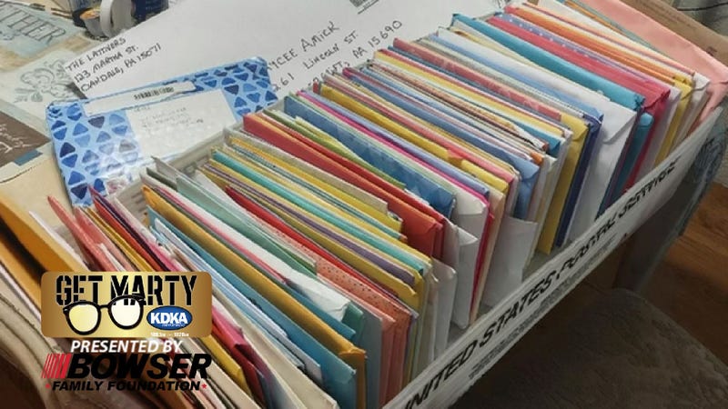 Crate of birthday cards delivered for Jaycee Amick