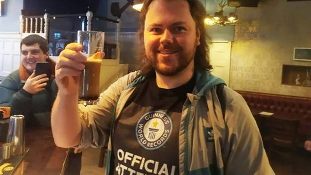 Man drinks at 56 pubs in 24 hours to break world record