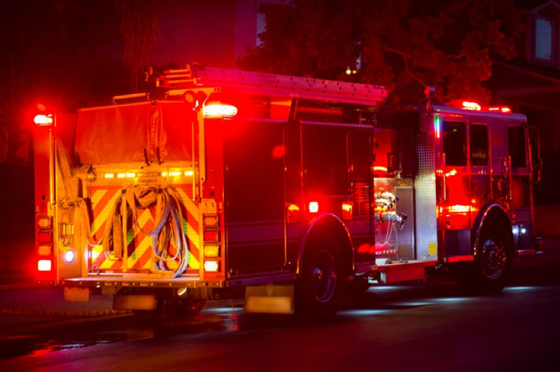 Fire engine at the scene of a fire