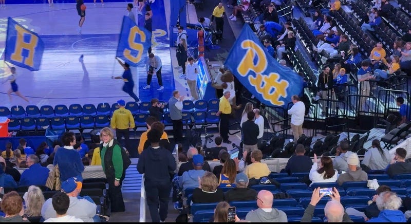 Pitt Panthers flag entering court