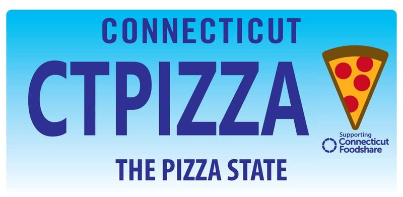 A demo of the upcoming "The Pizza State" CT license plate