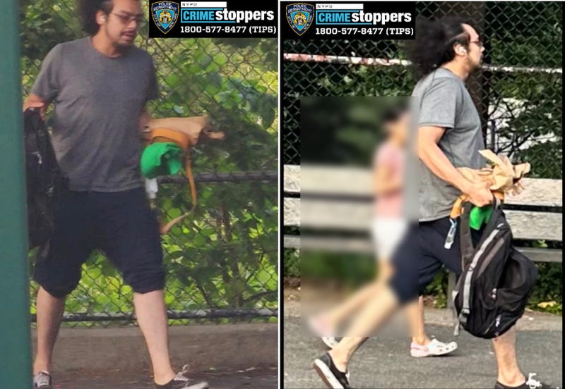 Photos show the suspect police are searching for in the May 26 assault at the Lawrence Virgilio Playground in Woodside
