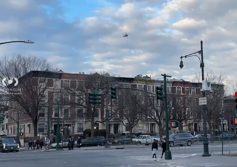 An NYPD chopper was seen over the area as police investigated