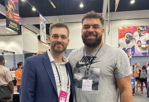 Andrew Fillipponi and Cam Heyward on Radio Row of Super Bowl LVI