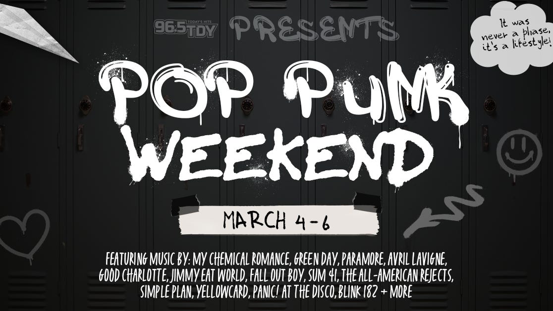 Hear Pop Punk Weekend on 96.5 TDY