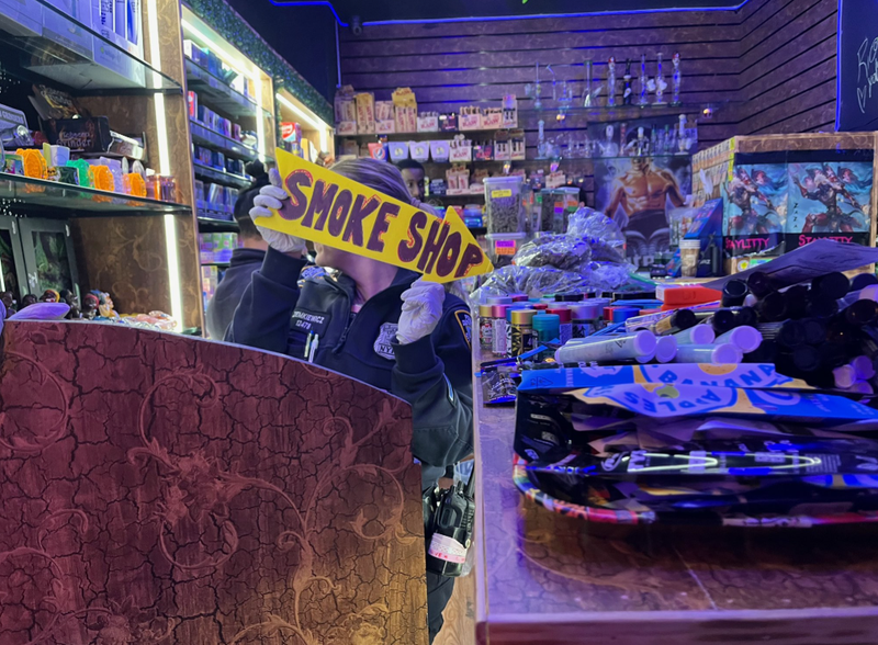 The New York City Sheriff's Office seized 100 pounds of illegal cannabis products from a smoke shop in the East Village on Friday.