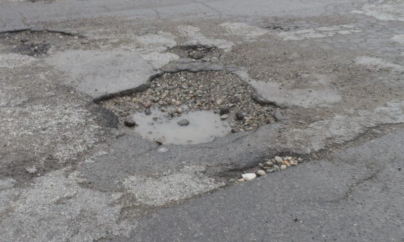 a pothole in Detroit