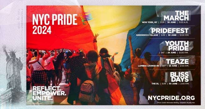 Calendar of Pride events provided by NYC Pride.