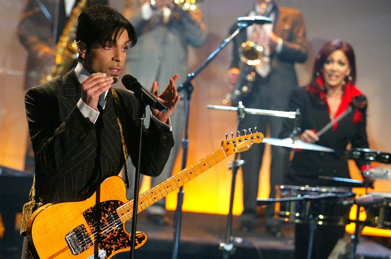 Prince, with Sheila E, at "The Tonight Show with Jay Leno" at the NBC Studios in Burbank, Ca.
