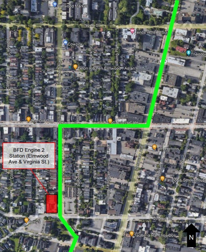 Procession route for Jason Arno from Amigone Funeral Home to Saint Joseph Cathedral