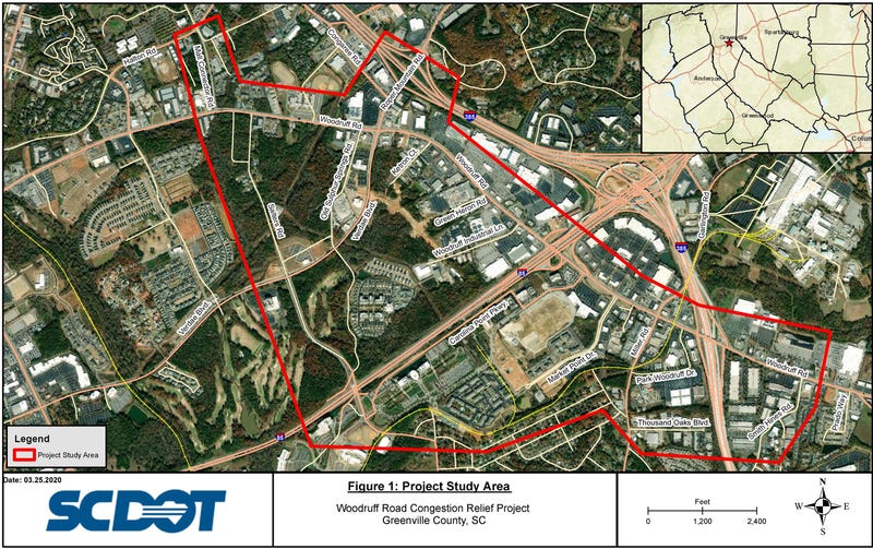 Woodruff Road Congestion Relief Project location map