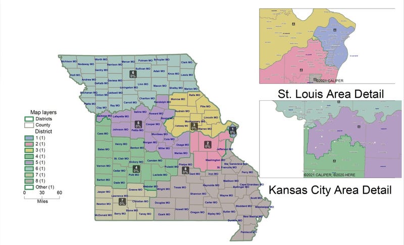 Missouri Republicans are pushing to enact this map to revise congressional district lines in a special session. The GOP’s goal is to win the 5th District seat currently held by U.S. Rep. Emanuel Cleaver, a Kansas City Democrat.