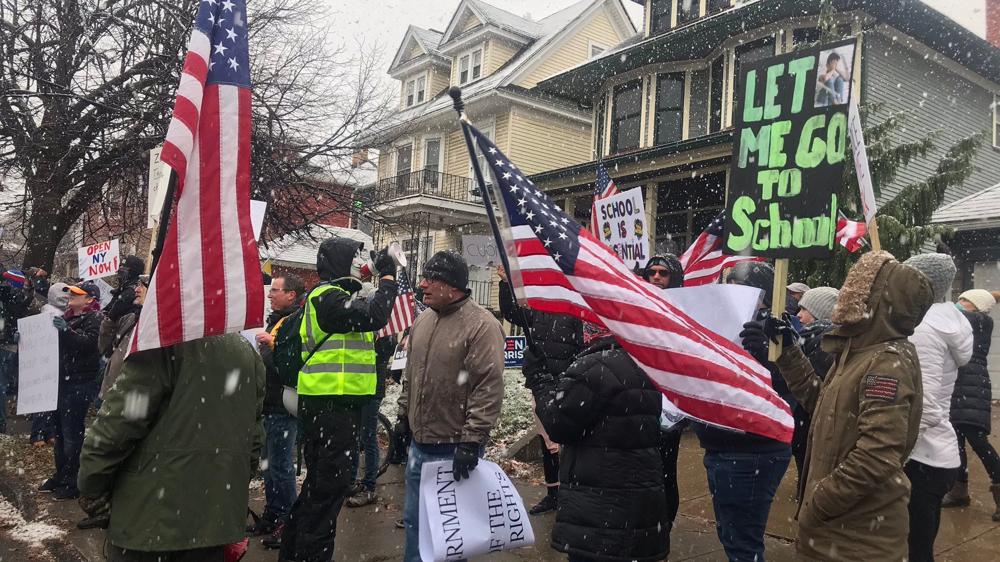 Noisy demonstration targets home of Mark Poloncarz
