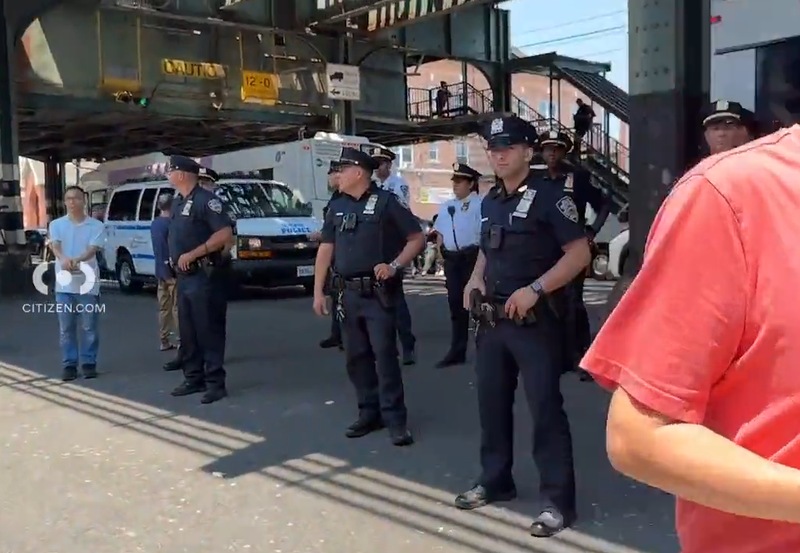 About 150 gathered in Bensonhurst, Brooklyn on Wednesday morning to protest the construction of a new homeless shelter, and police responded to the scene.