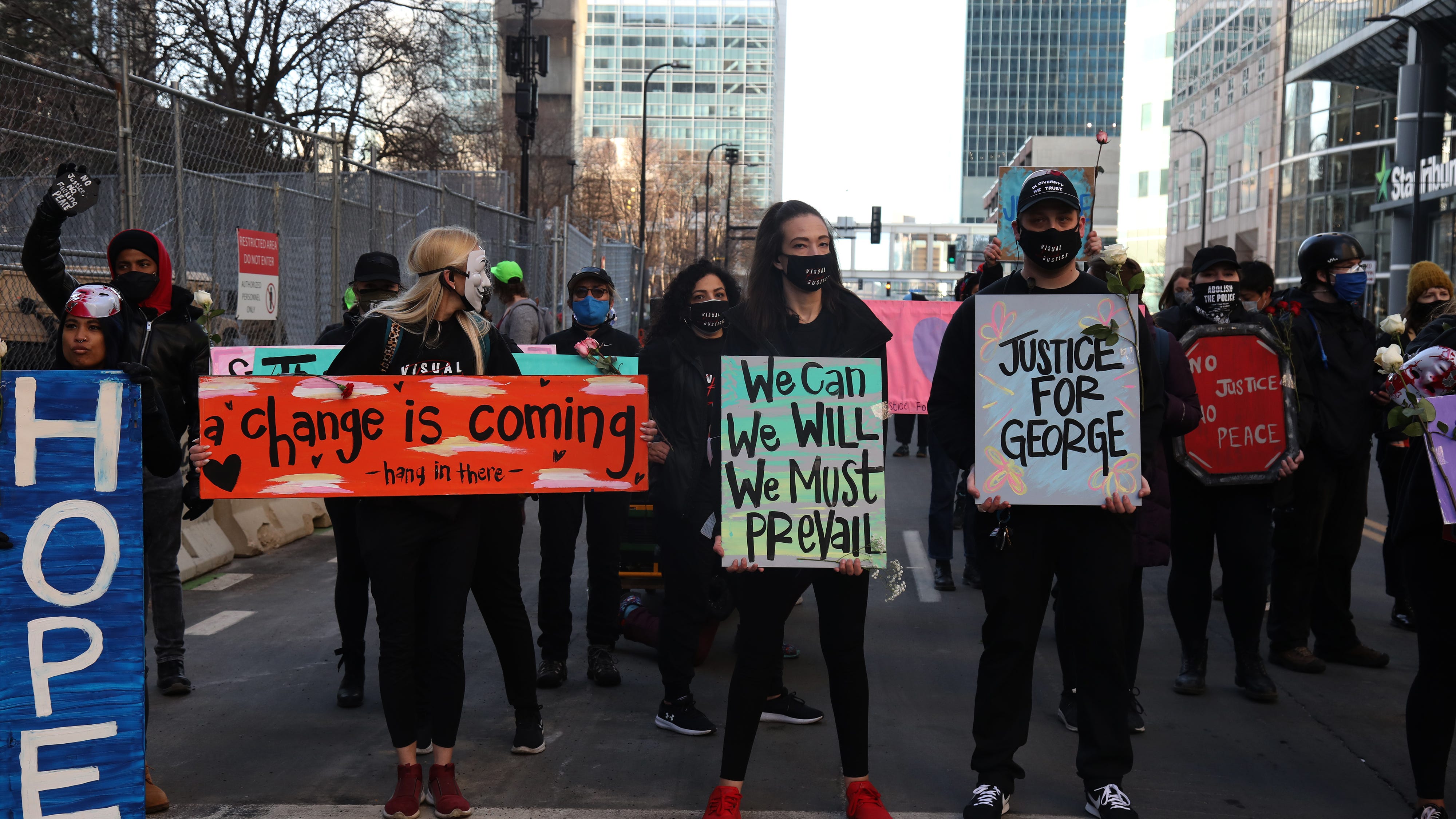 Protests blocking streets in downtown Minneapolis