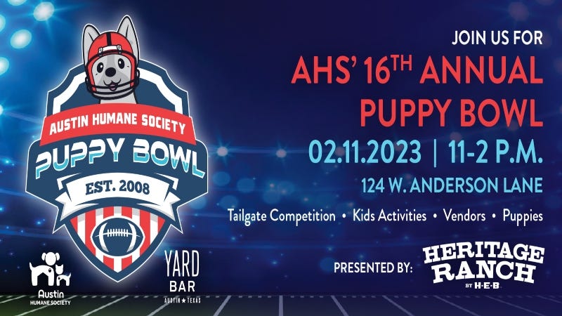 Austin Humane Society 16th Annual Puppy Bowl! Save the Date!