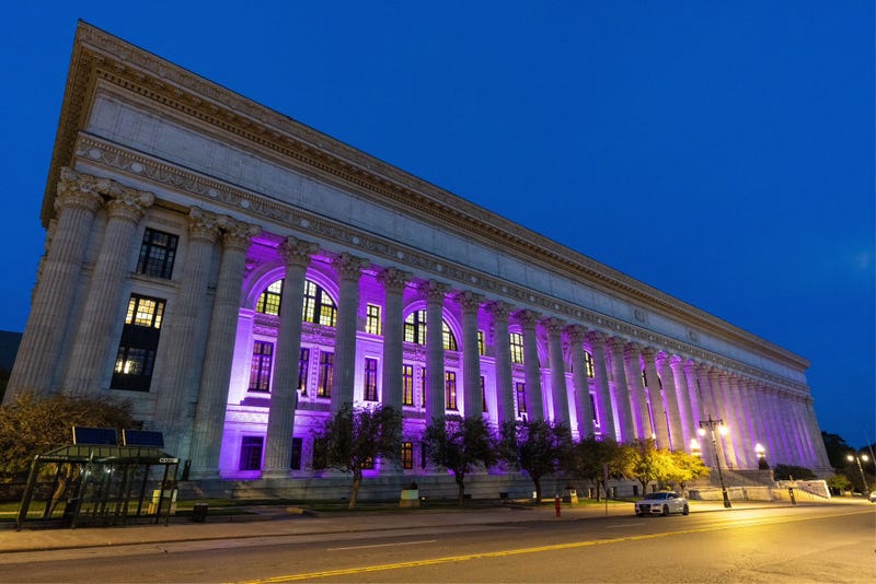 Gov. Kathy Hochul had state landmarks lit purple on Friday in honor of International Women's Day.
