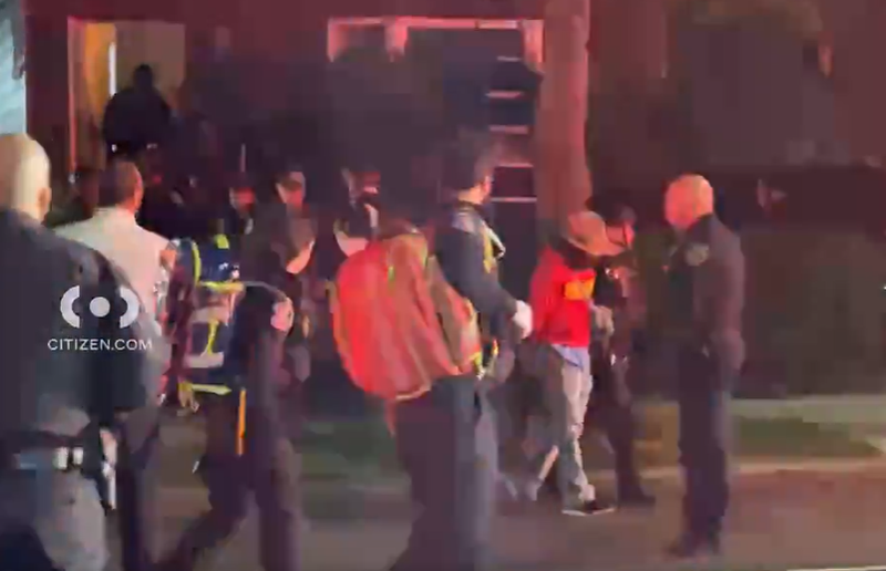 Citizen App footage from the South Ozone Park scene shows police taking a man accused of committing a triple stabbing into custody.