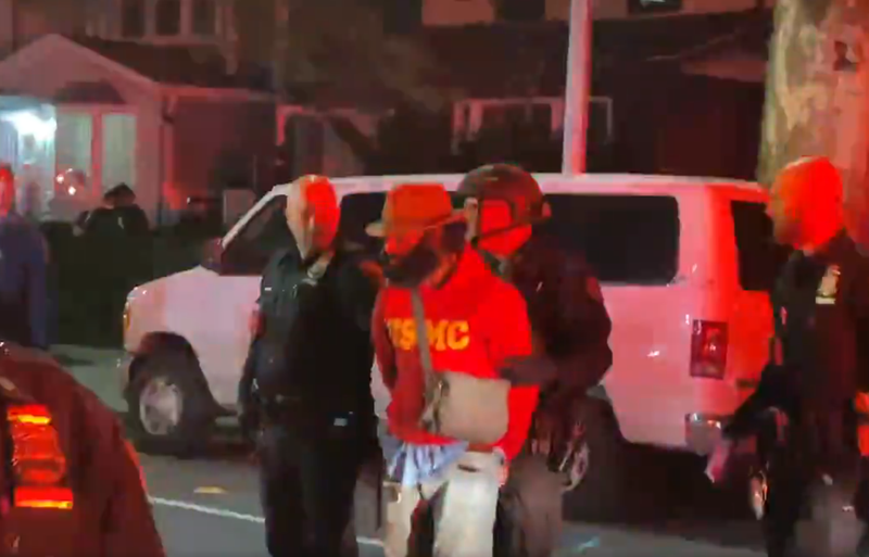 Citizen App footage from the South Ozone Park scene shows police taking a man accused of committing a triple stabbing into custody.
