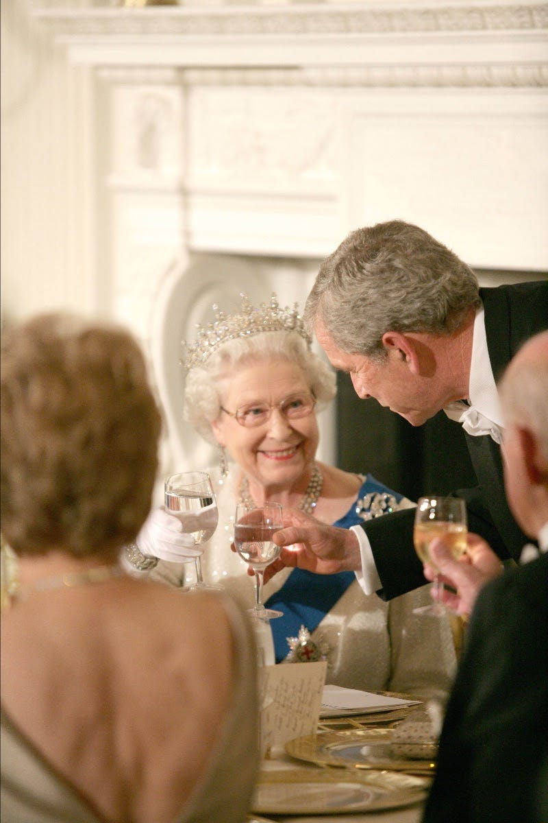George Bush and Queen Elizabeth II