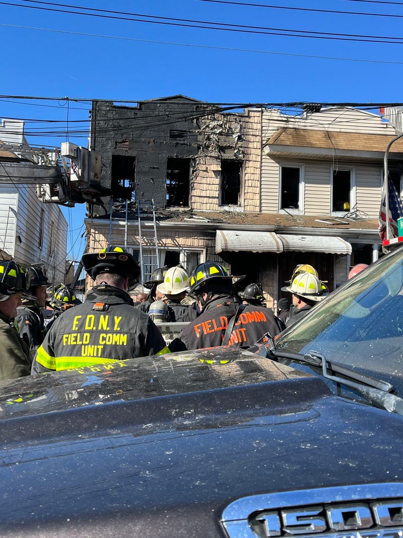 From the scene of a Queens house fire that erupted Monday morning.