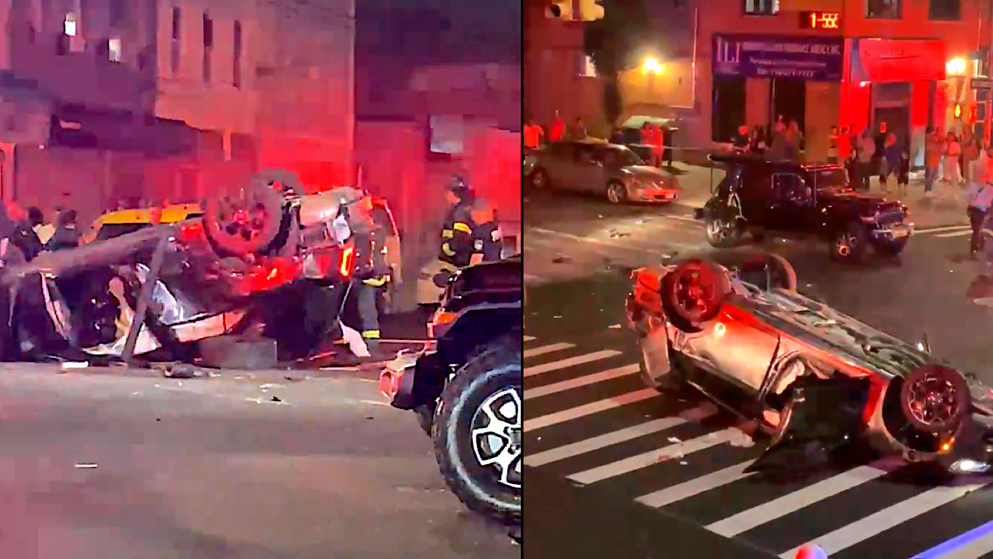 Driver in critical condition after overturned car crashes into multiple vehicles in Queens
