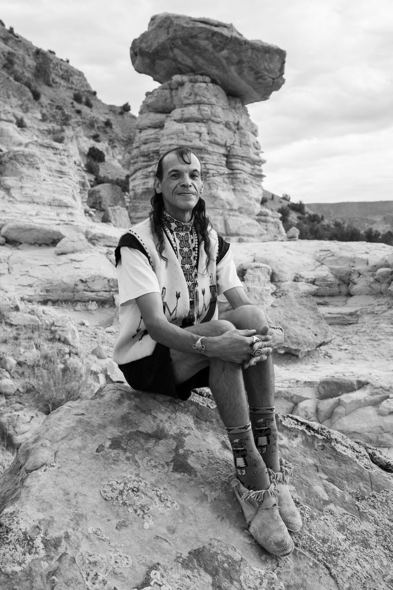Genízaro Maurice Archuleta in the high desert surrounding Abiquiú