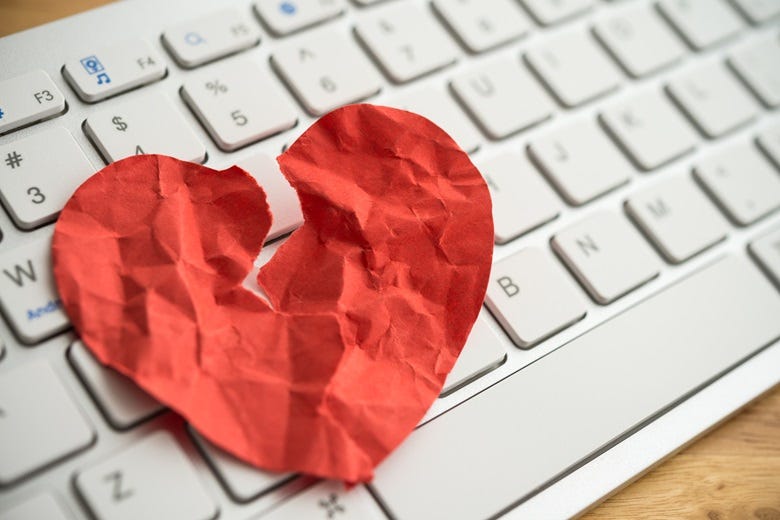 red heart on computer keyboard