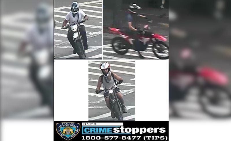 Police are searching for three males on motorcycles after an NYPD officer was struck in Central Park