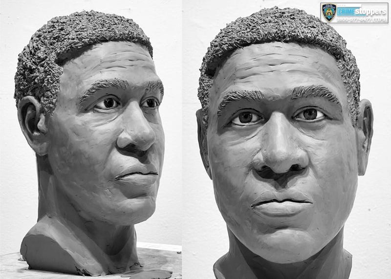 A composite sketch of a man whose skeletal remains were discovered in Harlem on Aug. 1, 1997, released by the NYPD over 27 years later.