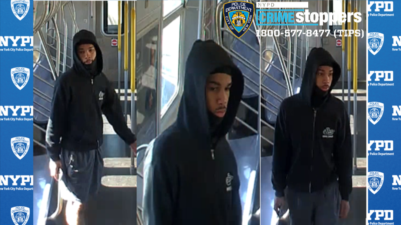 Surveillance images show the suspect on the subway train around the time of the robbery on Oct. 8