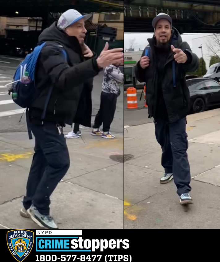 Photos released by police of the suspect wanted for allegedly hitting two 12-year-old boys on a Brooklyn street last week, identified as Willie Guzman.