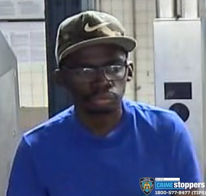 Surveillance video from the Sterling Street subway station at Nostrand Avenue shows the suspect around the time of the attack, police said
