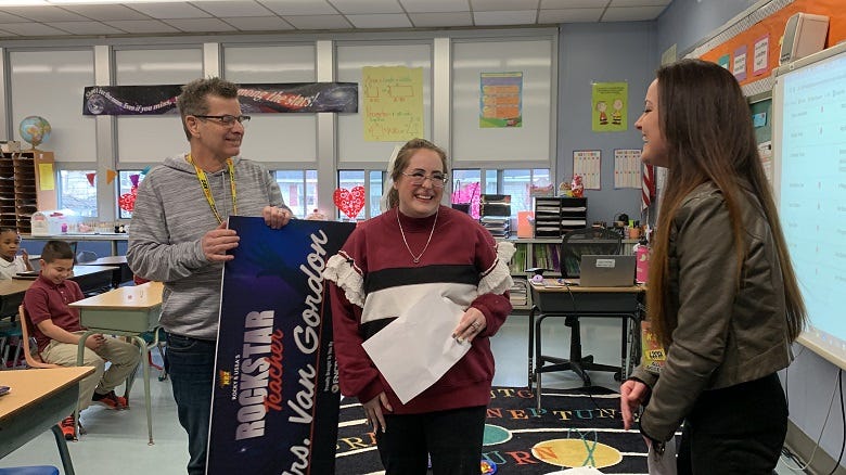 Rocky & Lissa with Rockstar Teacher Mrs. Van Gorden