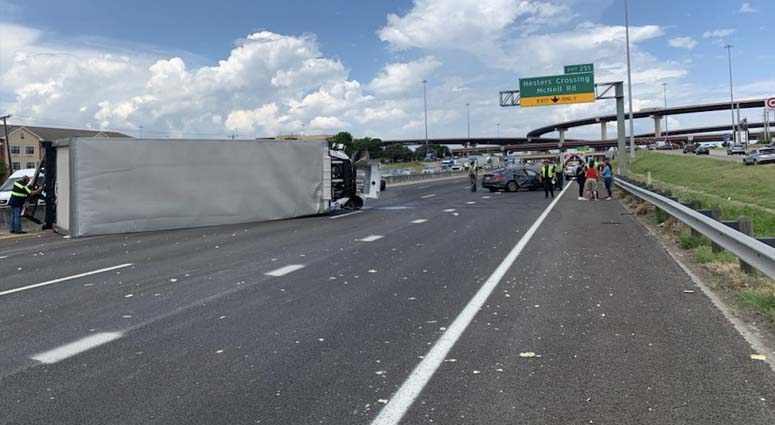I-35 big rig rollover
