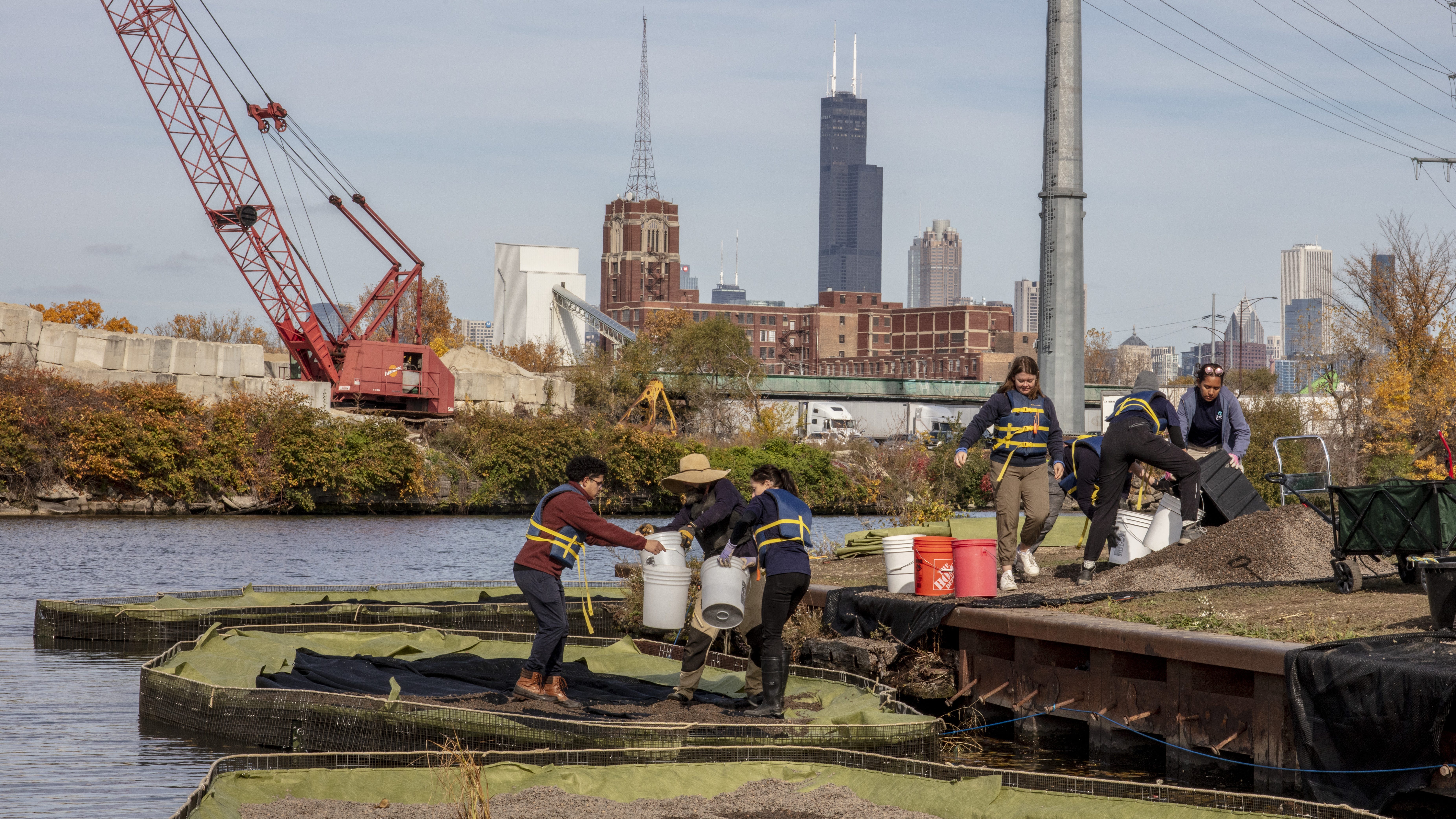 Bubbly Creek’s new floating wetland habitat should open next week, organizers say