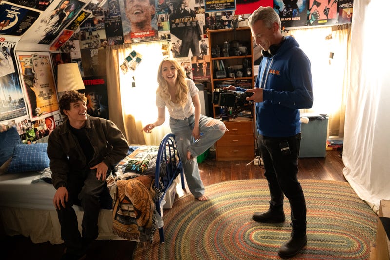 Mason Thames as “Miller”, McKenna Grace as “Clara”, and Director Josh Boone in Regretting You from Paramount Pictures. | © 2025 PARAMOUNT PICTURES. ALL RIGHTS RESERVED.