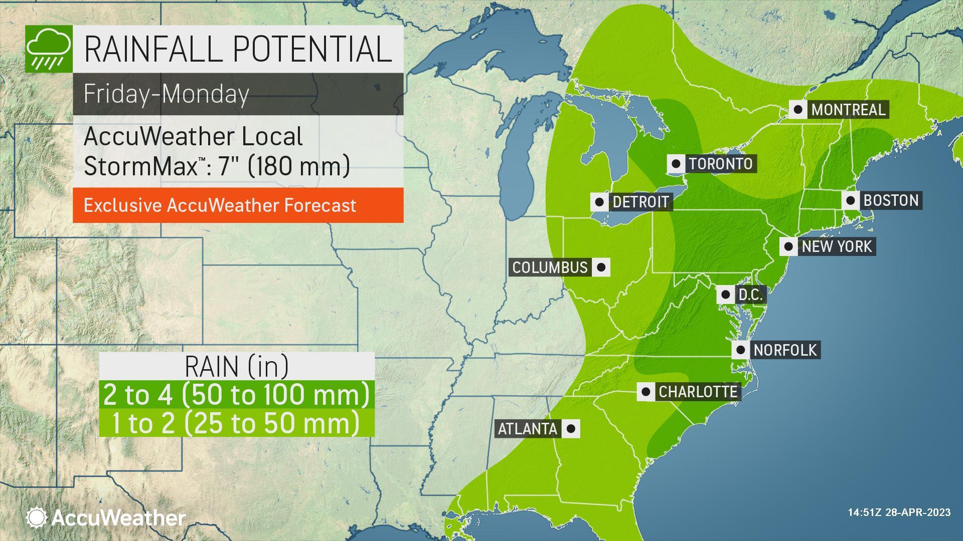 WEEKEND WASHOUT: Rain in NYC to continue through Sunday amid 50 mph gusts, below average temps