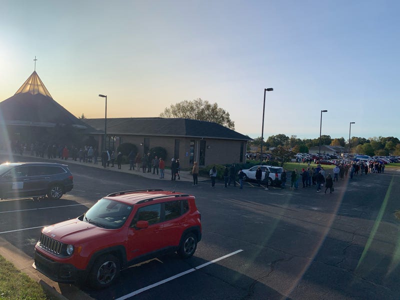 Voters line up in the Raintree area