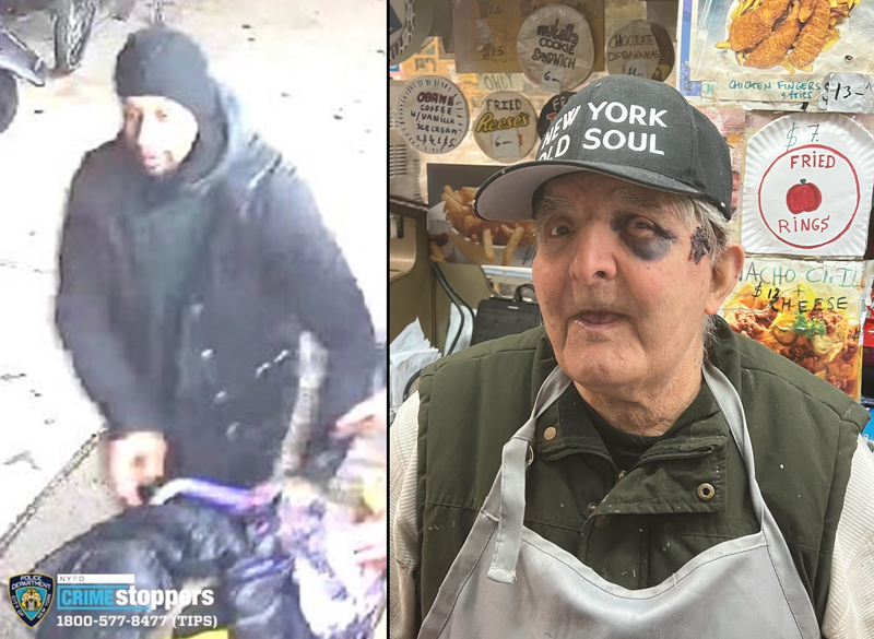 Left: The suspect in the attack. Right: Ray Alvarez, owner of Ray's Candy Store, who suffered a black eye