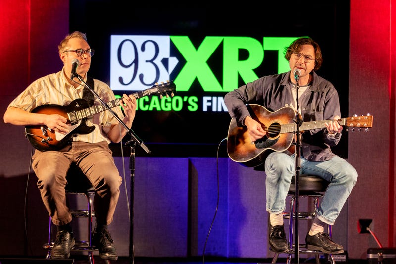 Julian Lynch (left) and Martin Courtney of Real Estate perform at 93XRT on April 11, 2024