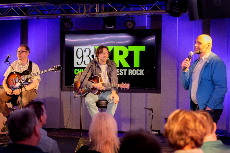 Real Estate's Julian Lynch (left) and Martin Courtney (center) join 93XRT's Ryan Arnold.