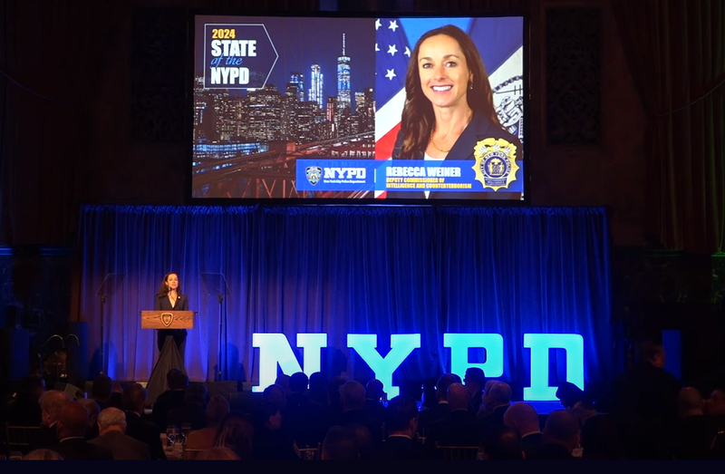 NYPD Deputy Commissioner of Intelligence and Counterterrorism Rebecca Weiner speaks at the 2024 "State of the NYPD" address on Jan. 31.