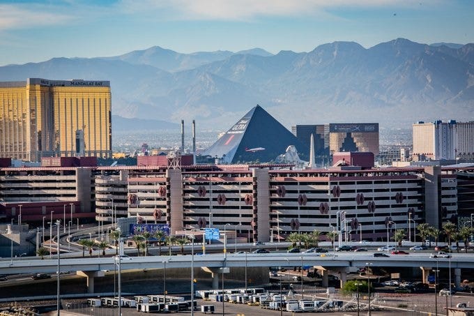 The Terminal 1 parking garage at Harry Reid International Airport
